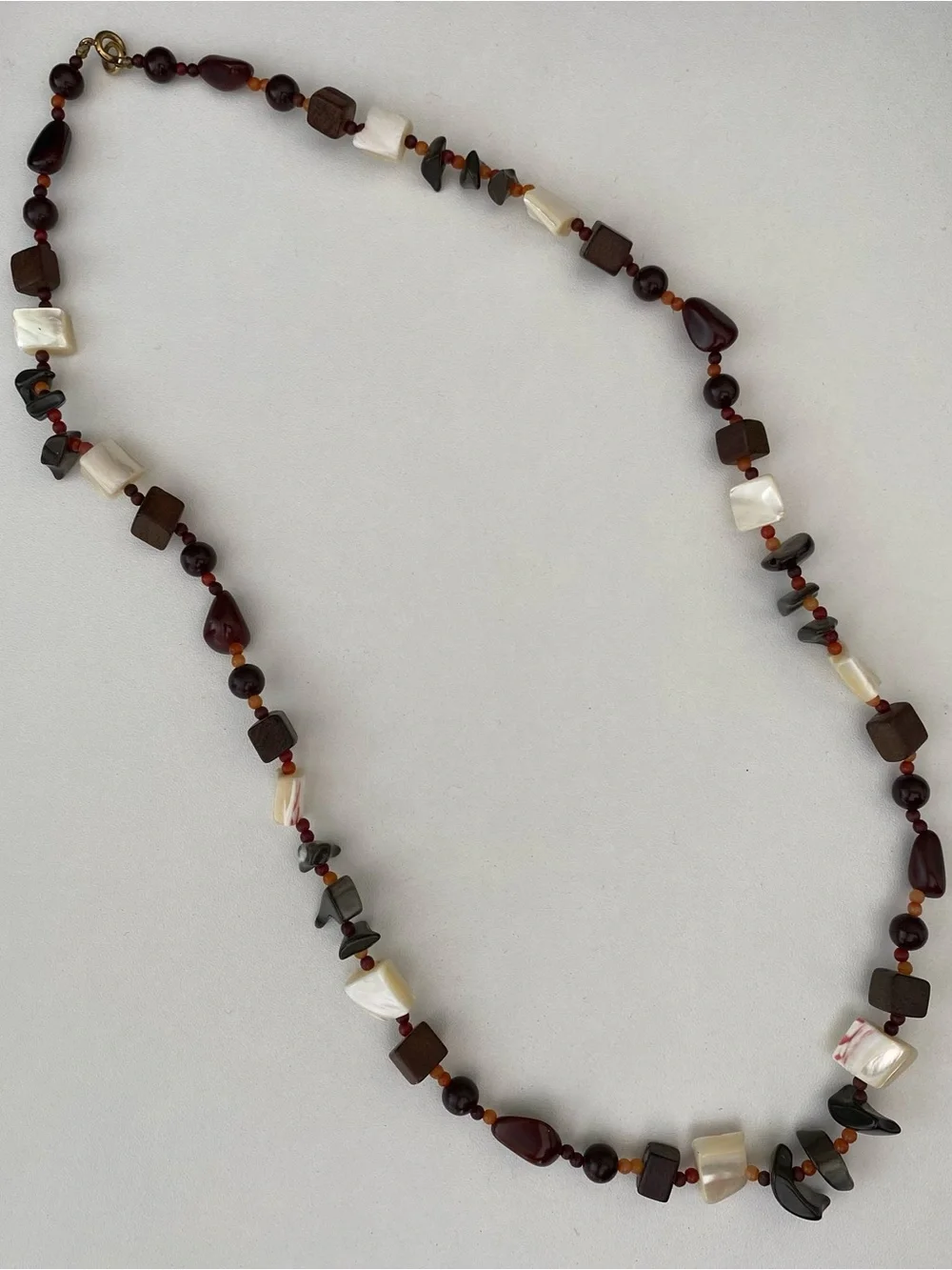 Handcrafted Brown and Cream Beaded Necklace